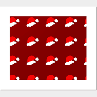 Santa hat, Christmas, holiday decor. New Year, red composition. Posters and Art